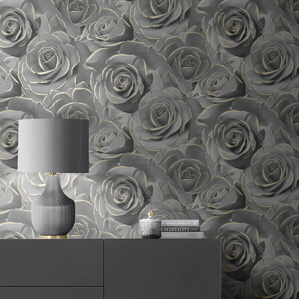 Fairmont park floral bloom light grey silver glitter detail roses